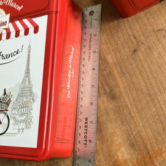 Set of 2 Paris France graphic themed French Biscuit metal Tins - Picture 11 of 13